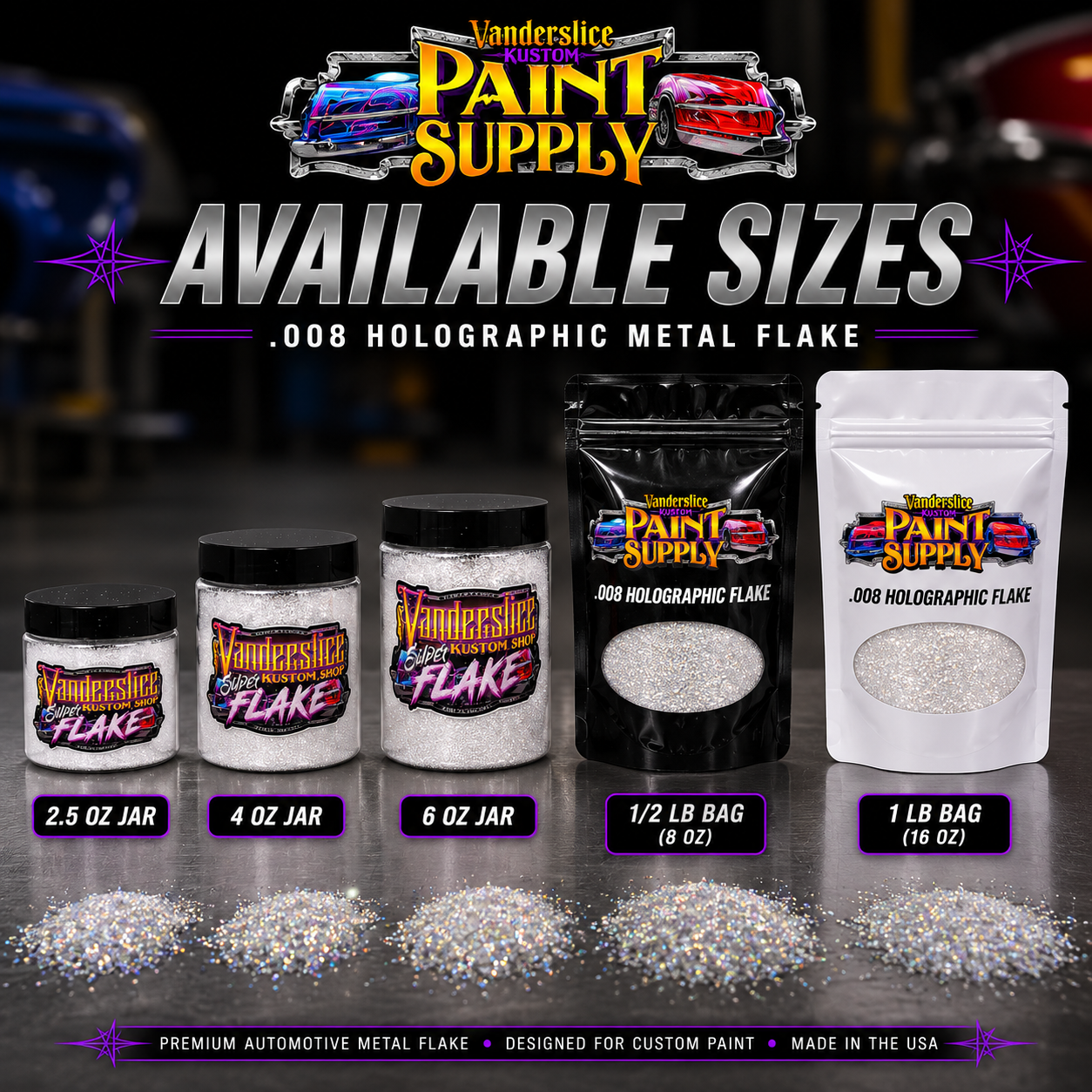 White Metal Flake – Automotive Custom Flake