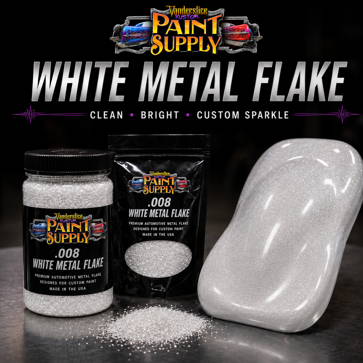 White Metal Flake – Automotive Custom Flake