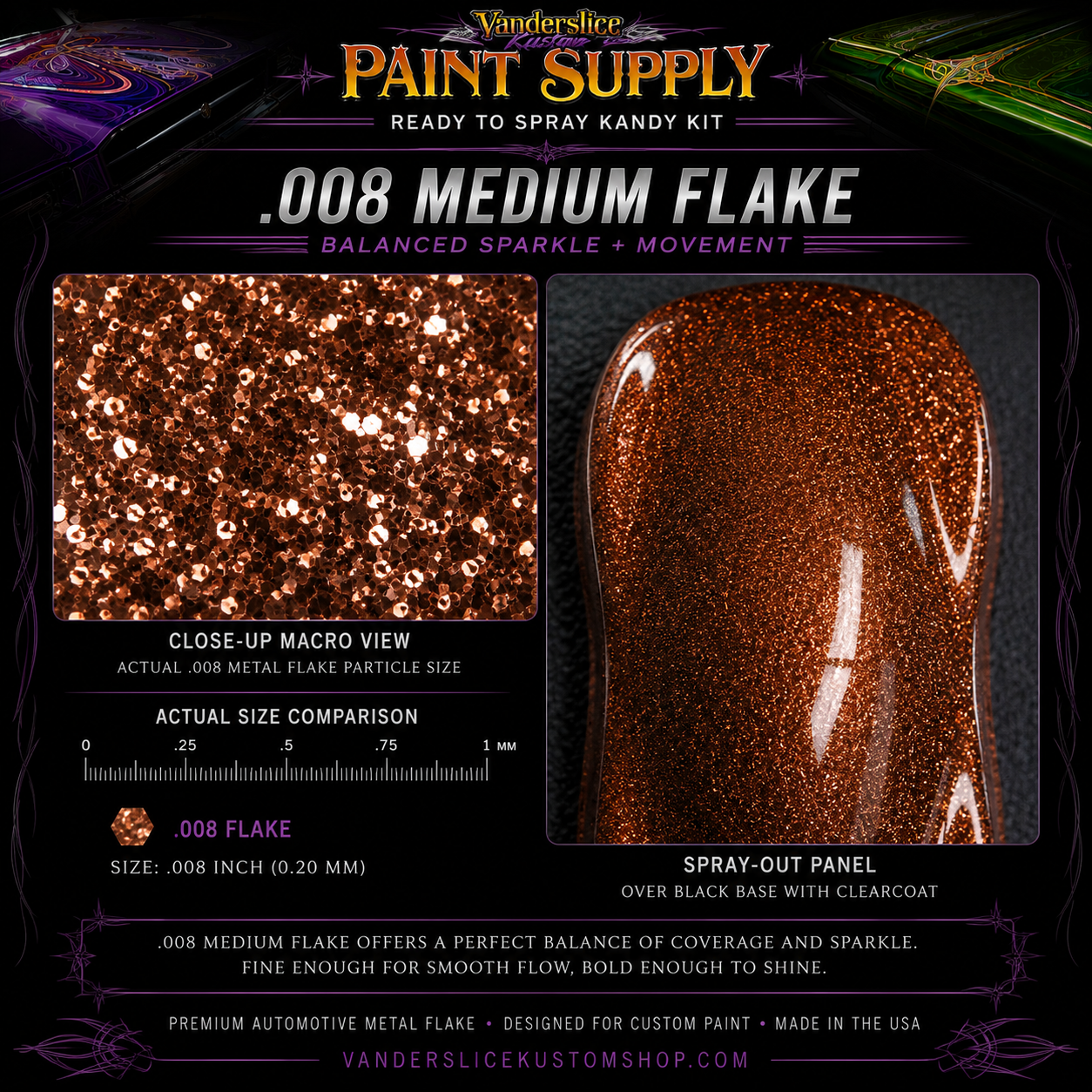 .008 Colored Metal Flake – Automotive Custom Paint Flake