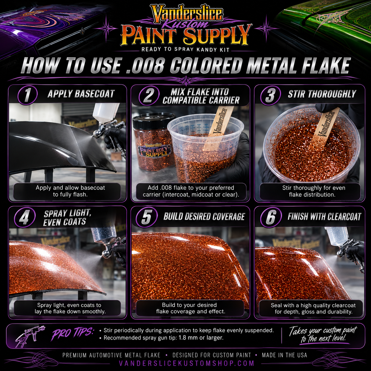.008 Colored Metal Flake – Automotive Custom Paint Flake