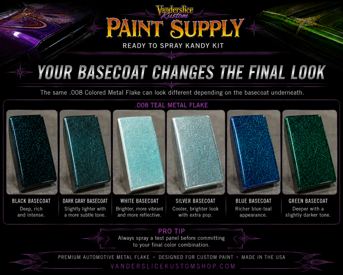 .008 Colored Metal Flake – Automotive Custom Paint Flake