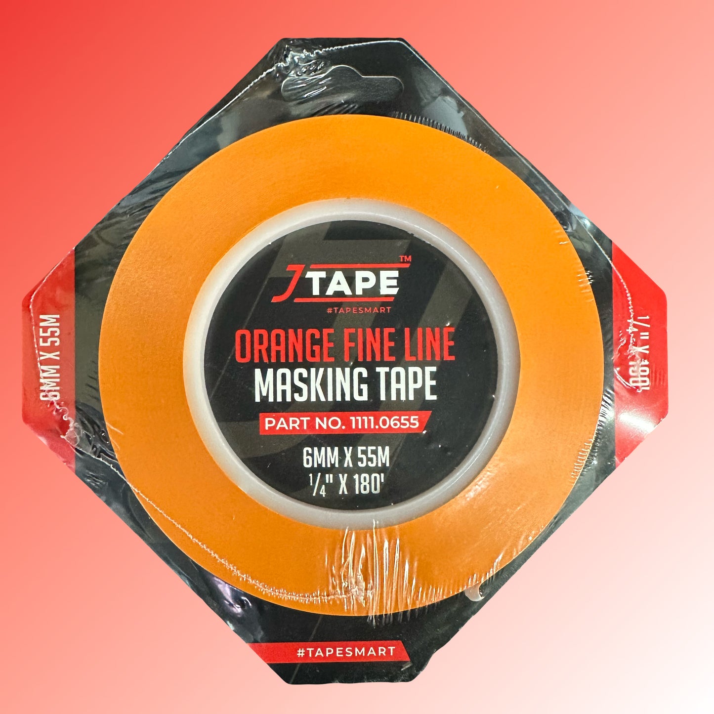 1/4" (6mm) Orange Vinyl Fine Line Masking Tape