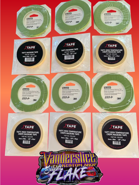 12 piece 1/8", 1/4" 3M green, masking tape scotch 26343 / J -tape masking tape combo kit