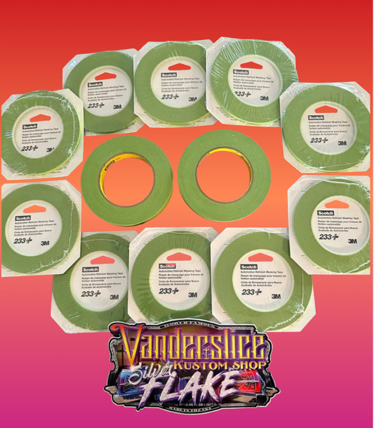 12 rolls, mixed pack, 3M green masking tape scotch 26343 26344 1/8"-1/4"-1/2"-3/4"