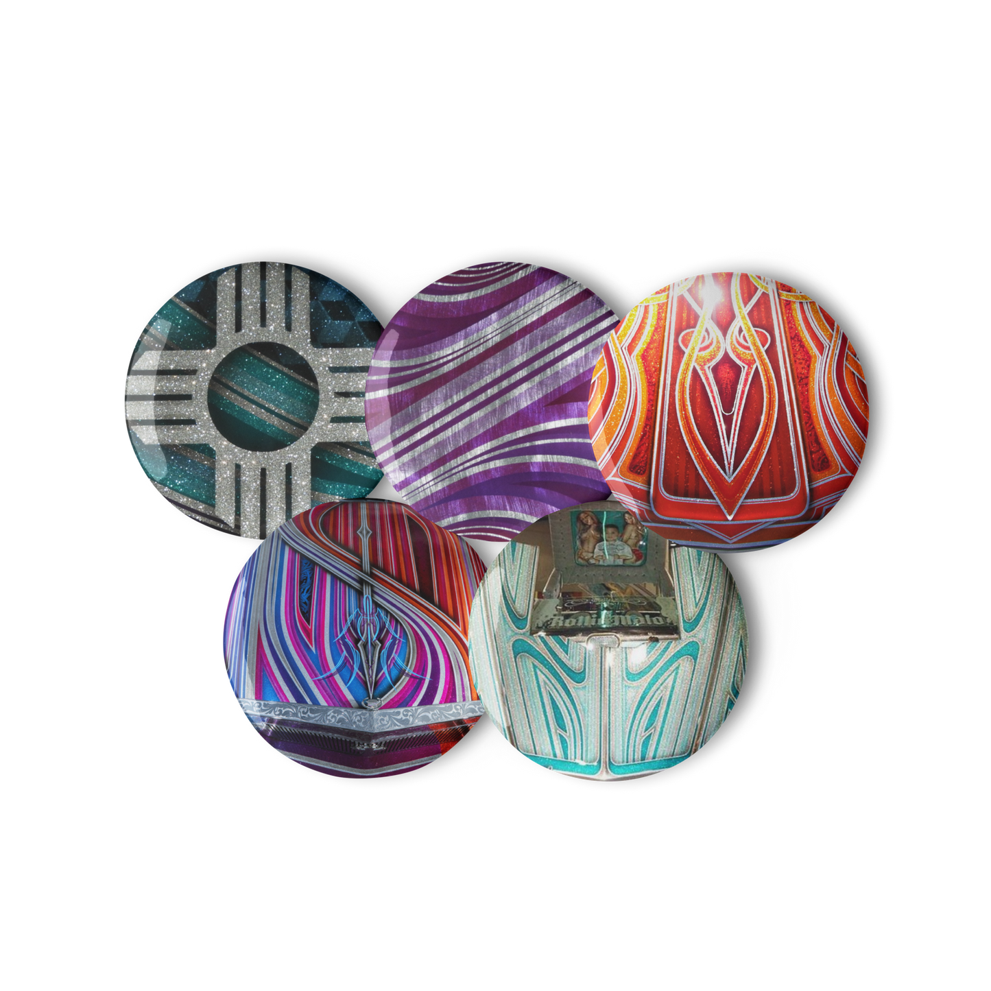 Set of 5 "Rob Job" Pins Buttons